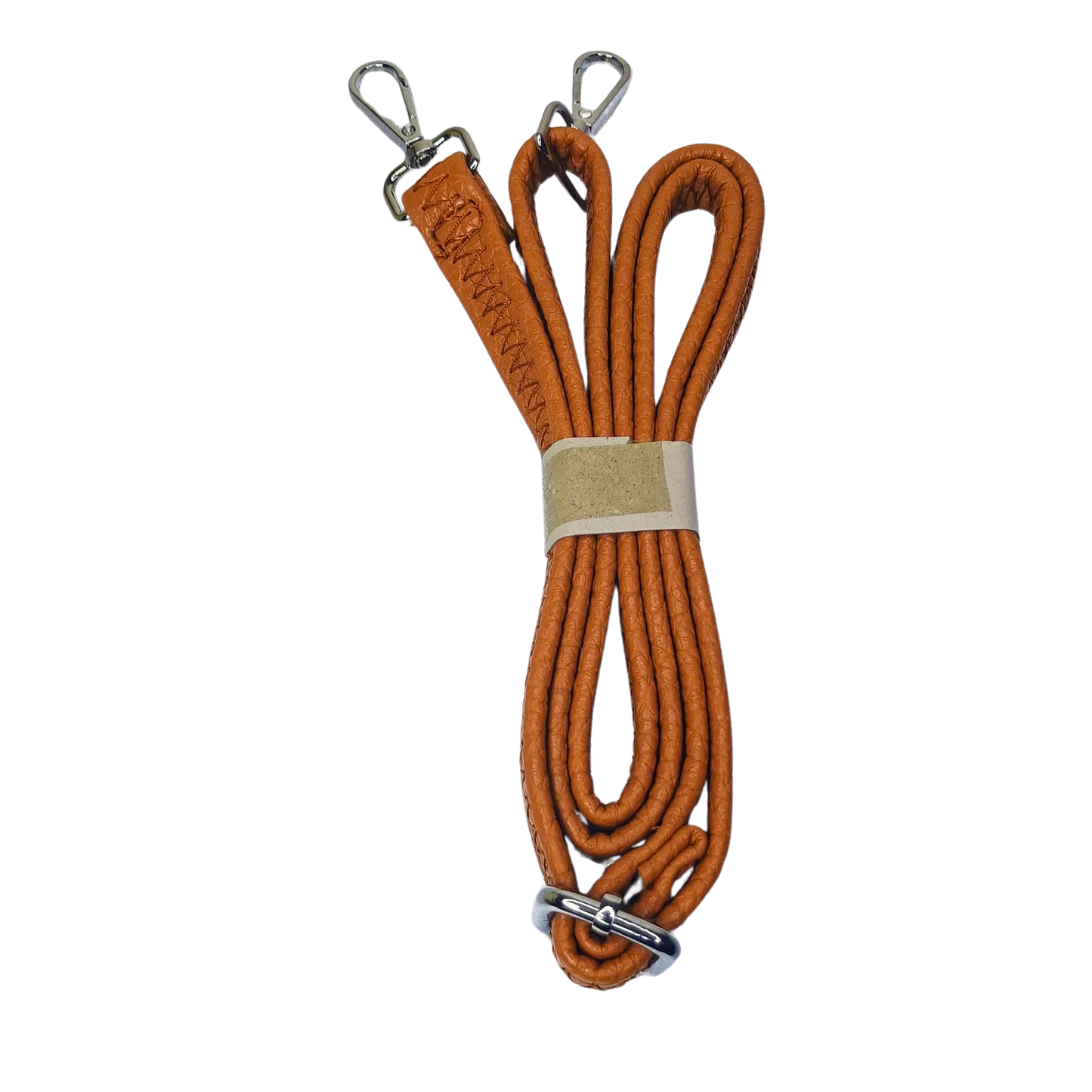 Orange leather bag strap with metal clasps for Brown Leather Hobo Bag, combining timeless style