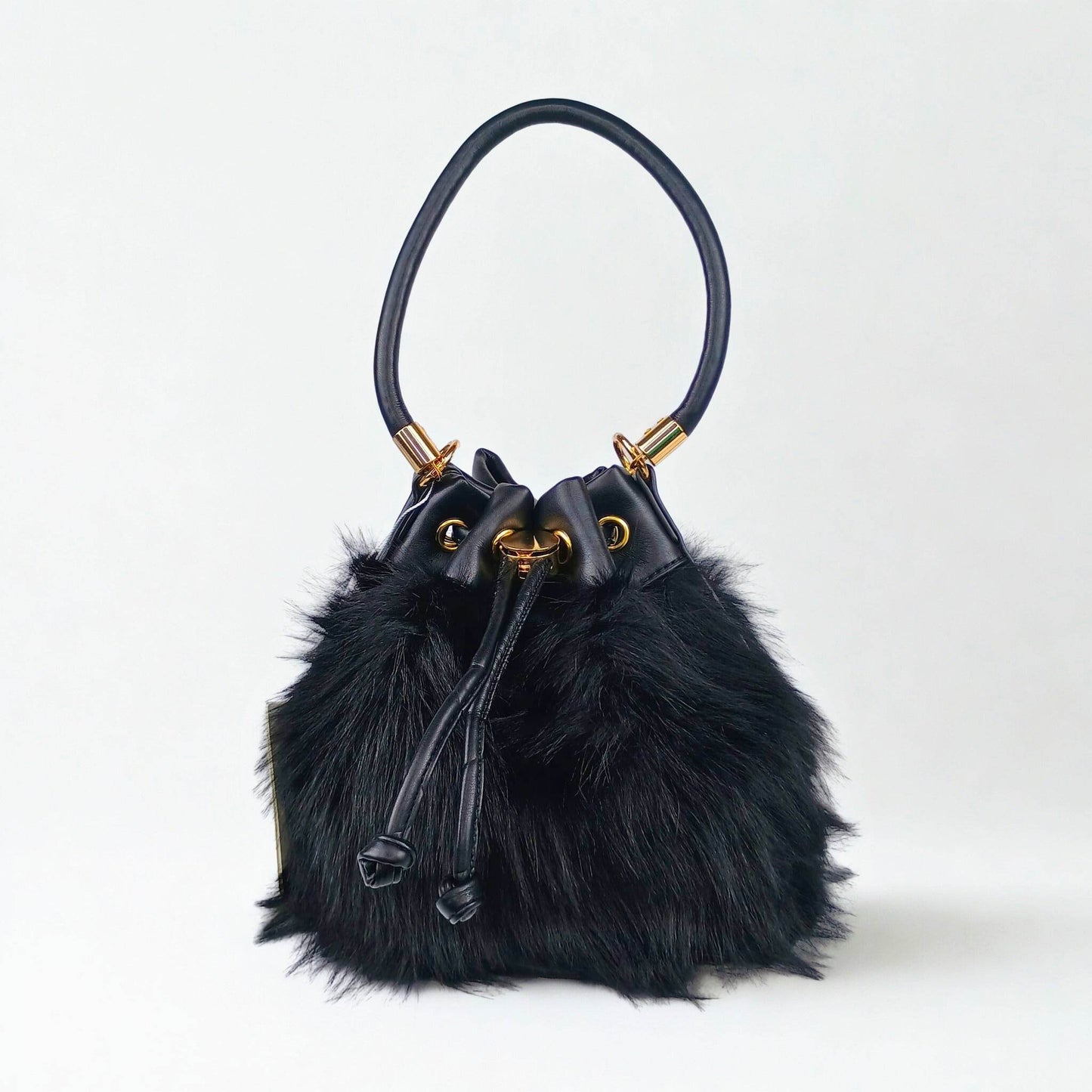 Bucket Bag Faux Fur with Shoulder Strap - MS-8394 - Stile Donna Bags