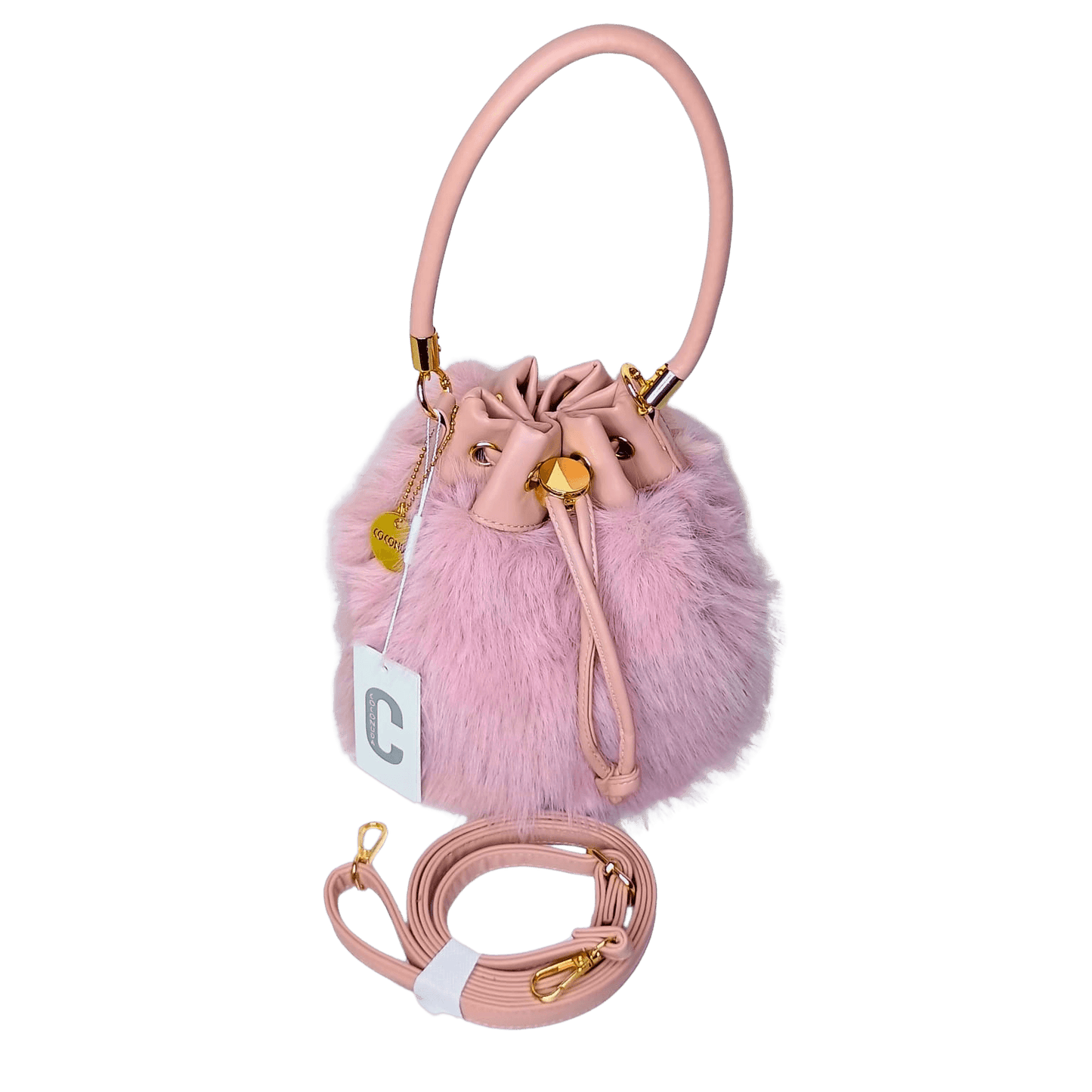 Bucket Bag Faux Fur with Shoulder Strap - MS-8394 - Stile Donna Bags