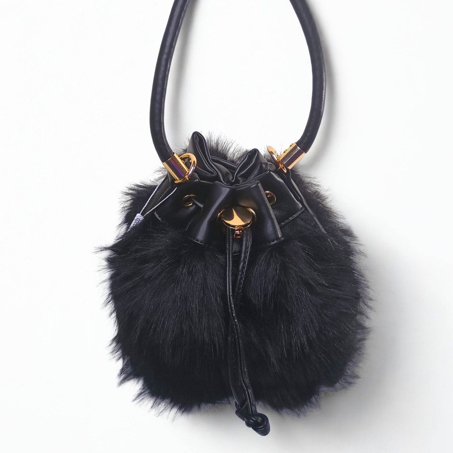 Bucket Bag Faux Fur with Shoulder Strap - MS-8394 - Stile Donna Bags