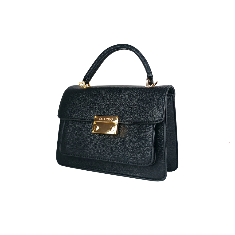 Leather handbag Charro black with shoulder strap MS-9399 - Stile Donna Bags
