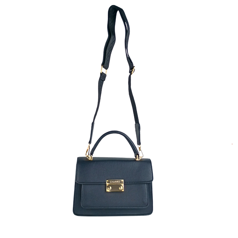 Leather handbag Charro black with shoulder strap MS-9399 - Stile Donna Bags