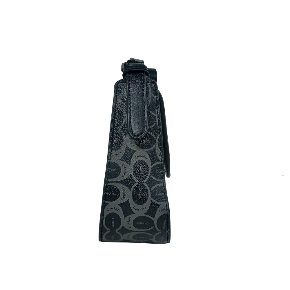 Black patterned bottle holder on a white background