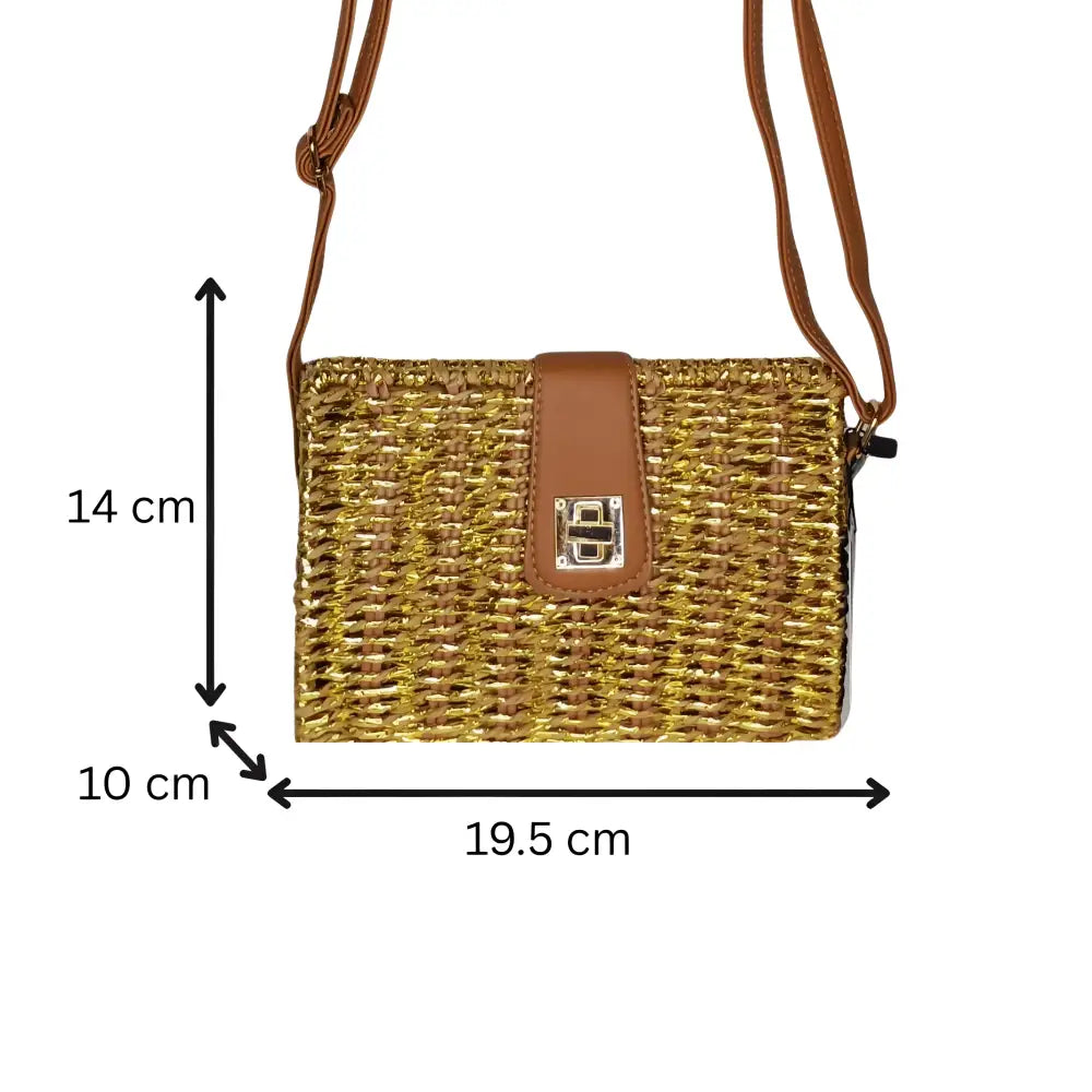 Cane handbag gold color love shape - Handbag