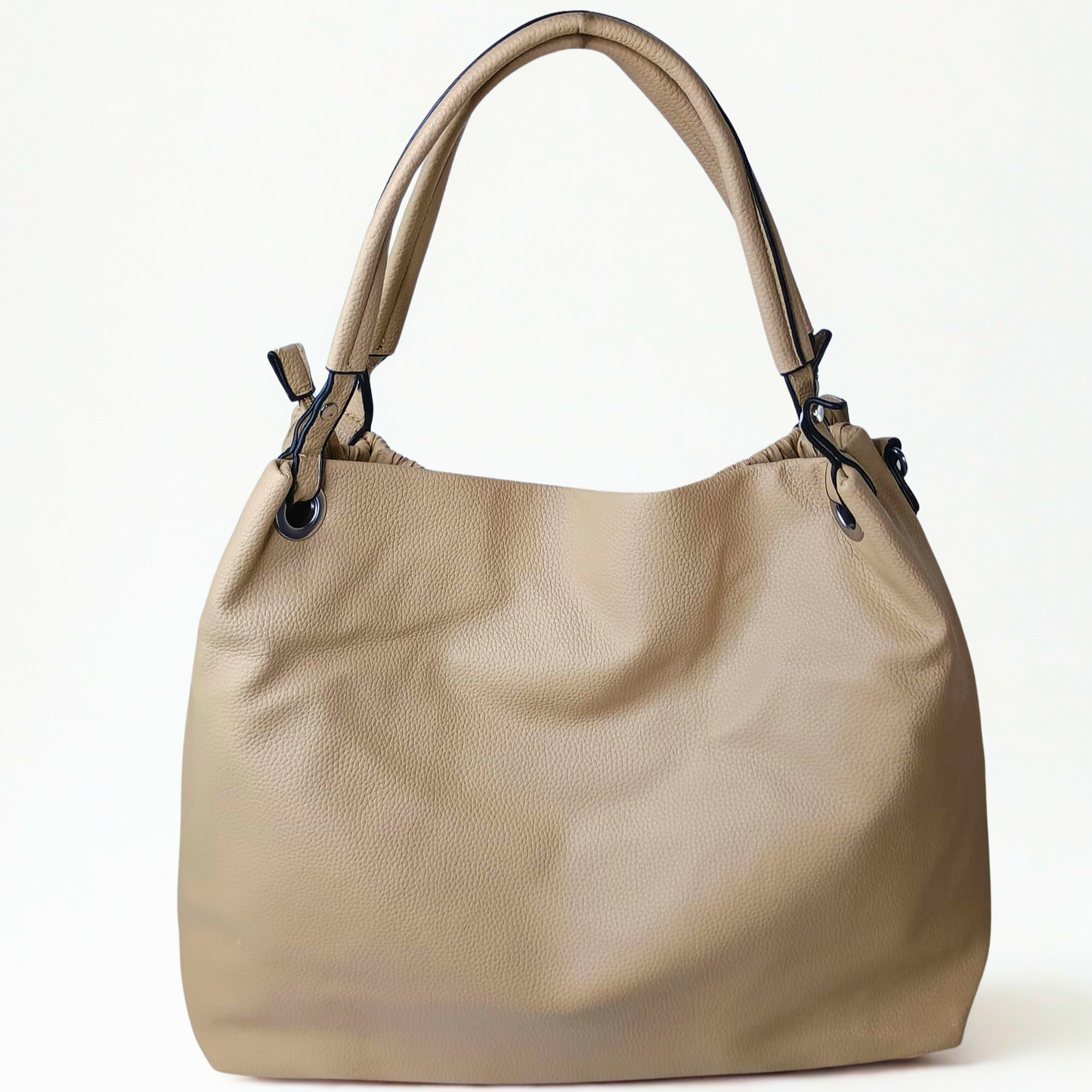 Beige handbag on a white background