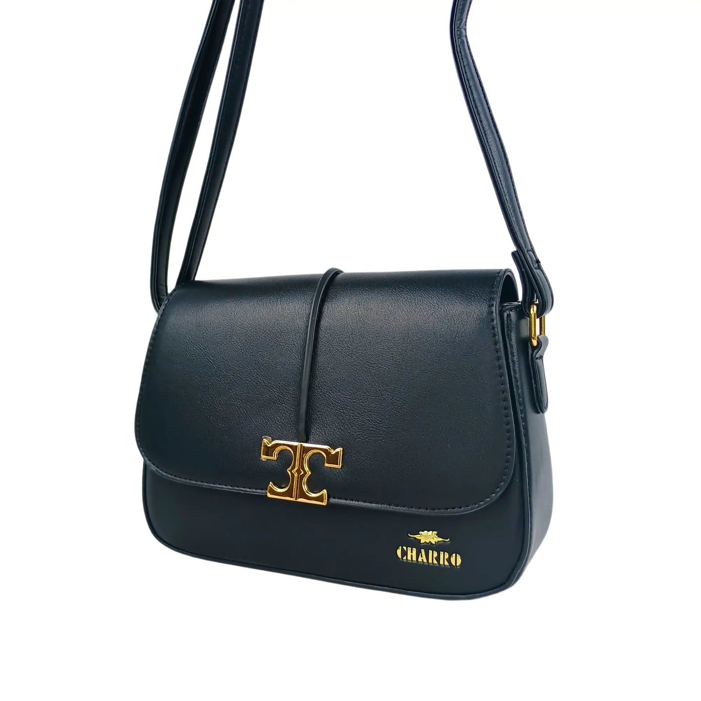 Flap Bag - Charro Black Leather - MS-1945 - Stile Donna Bags