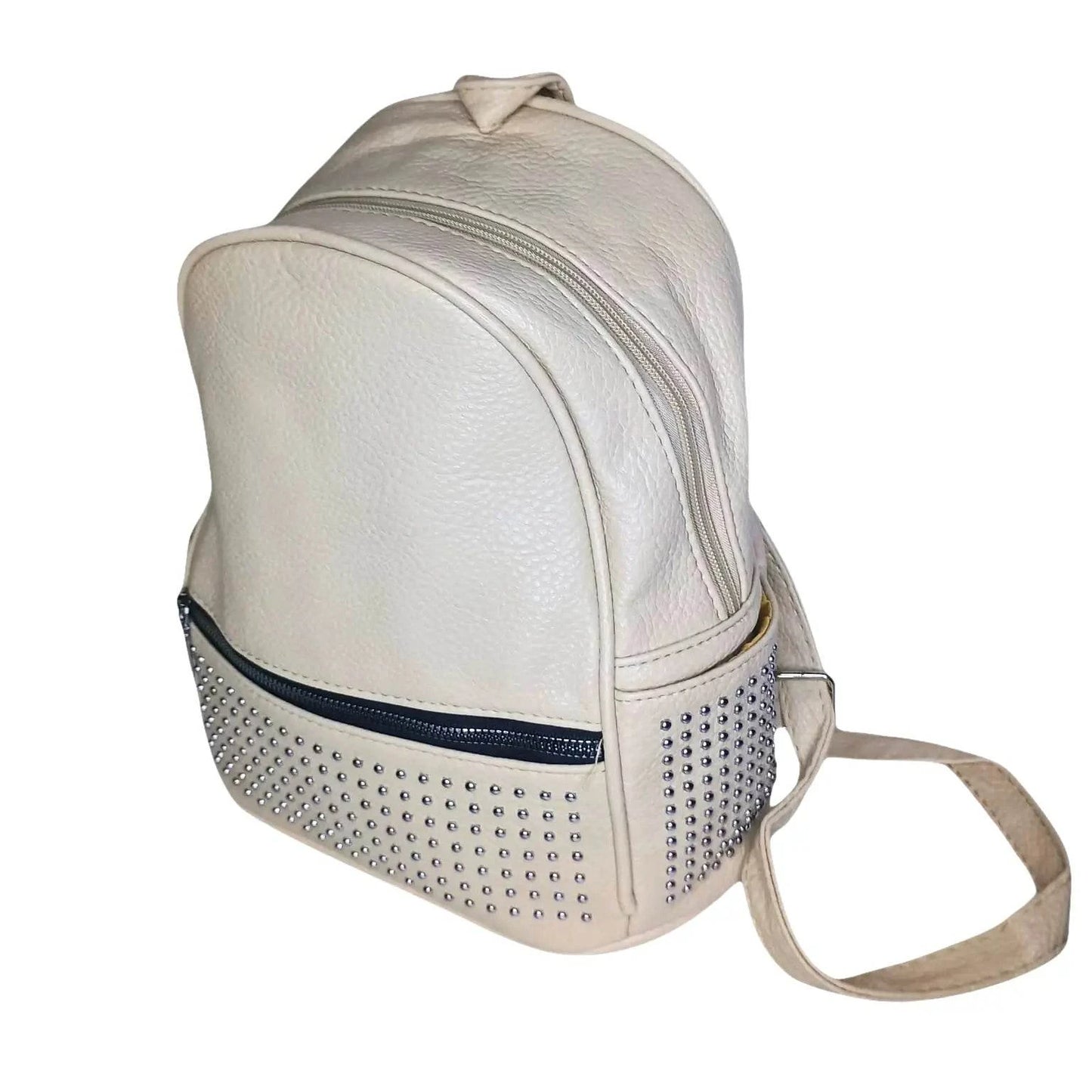Leather Backpack with Side Pockets - MS-6965