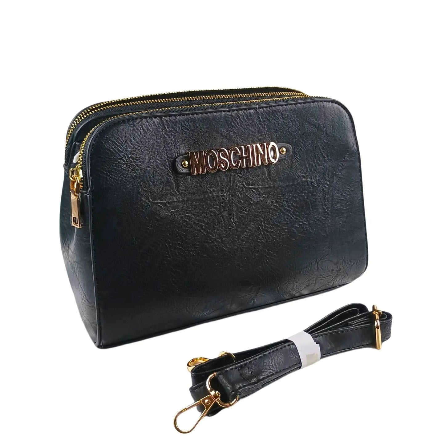 Black Faux Leather Shoulder Bag - MS-5918-Mos