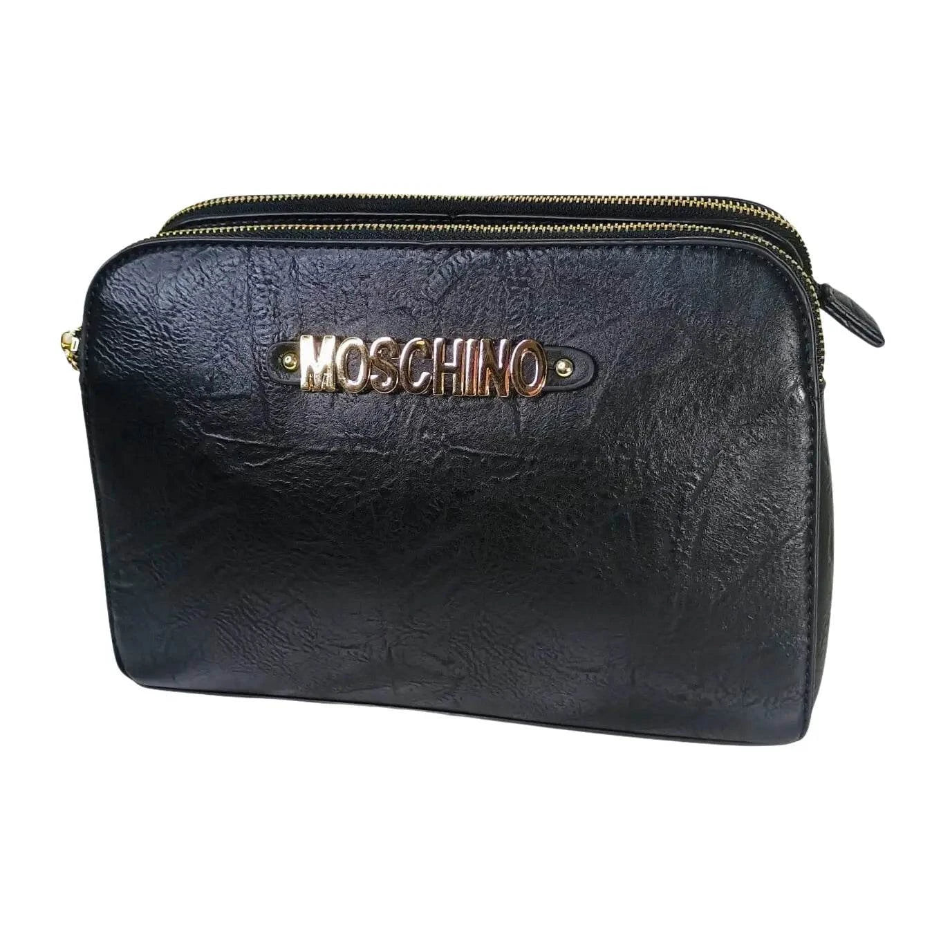Black Faux Leather Shoulder Bag - MS-5918-Mos