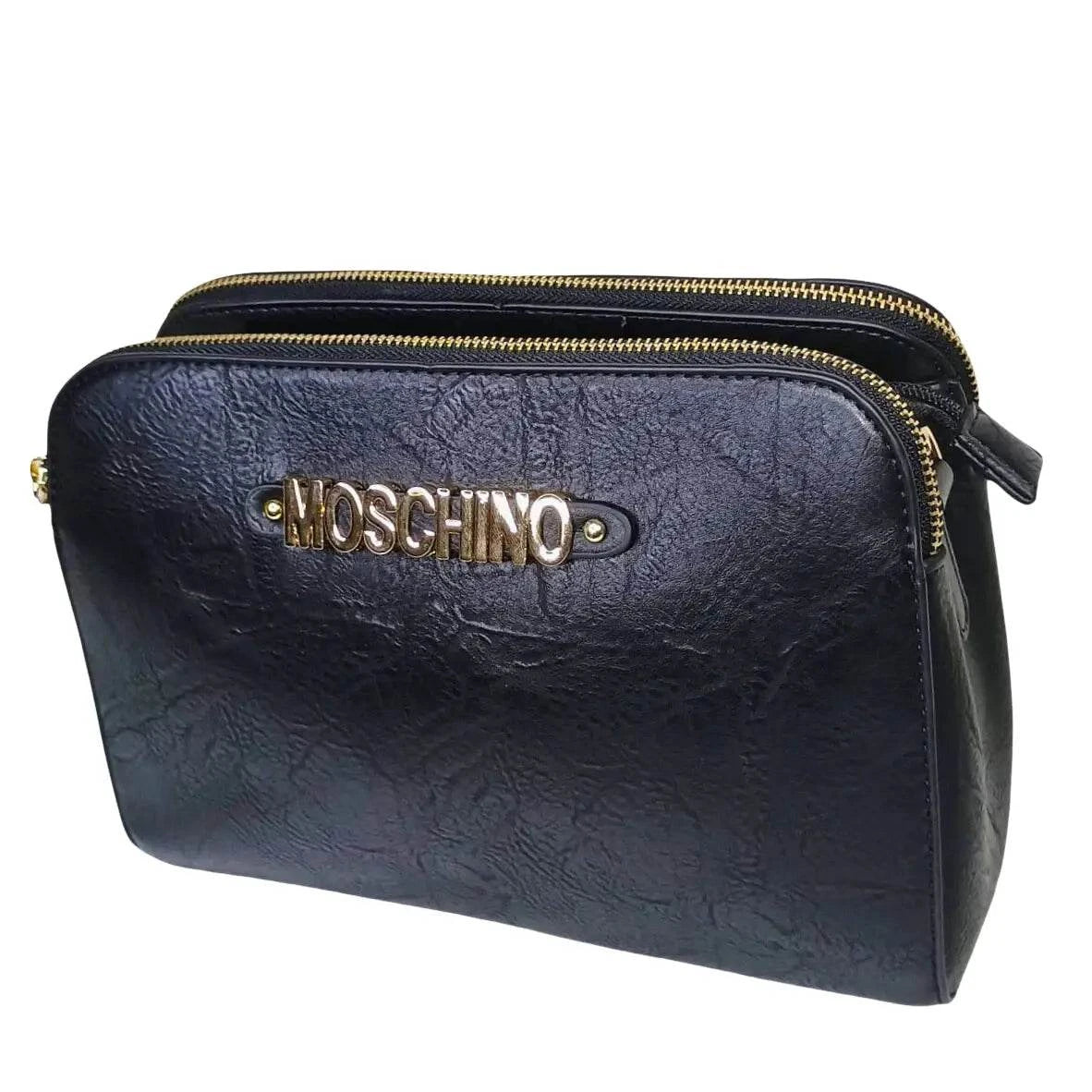 Black Faux Leather Shoulder Bag - MS-5918-Mos
