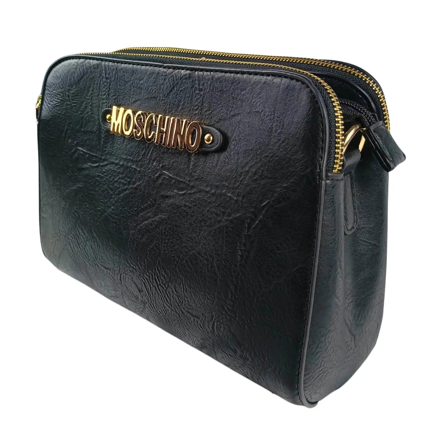 Black Faux Leather Shoulder Bag - MS-5918-Mos