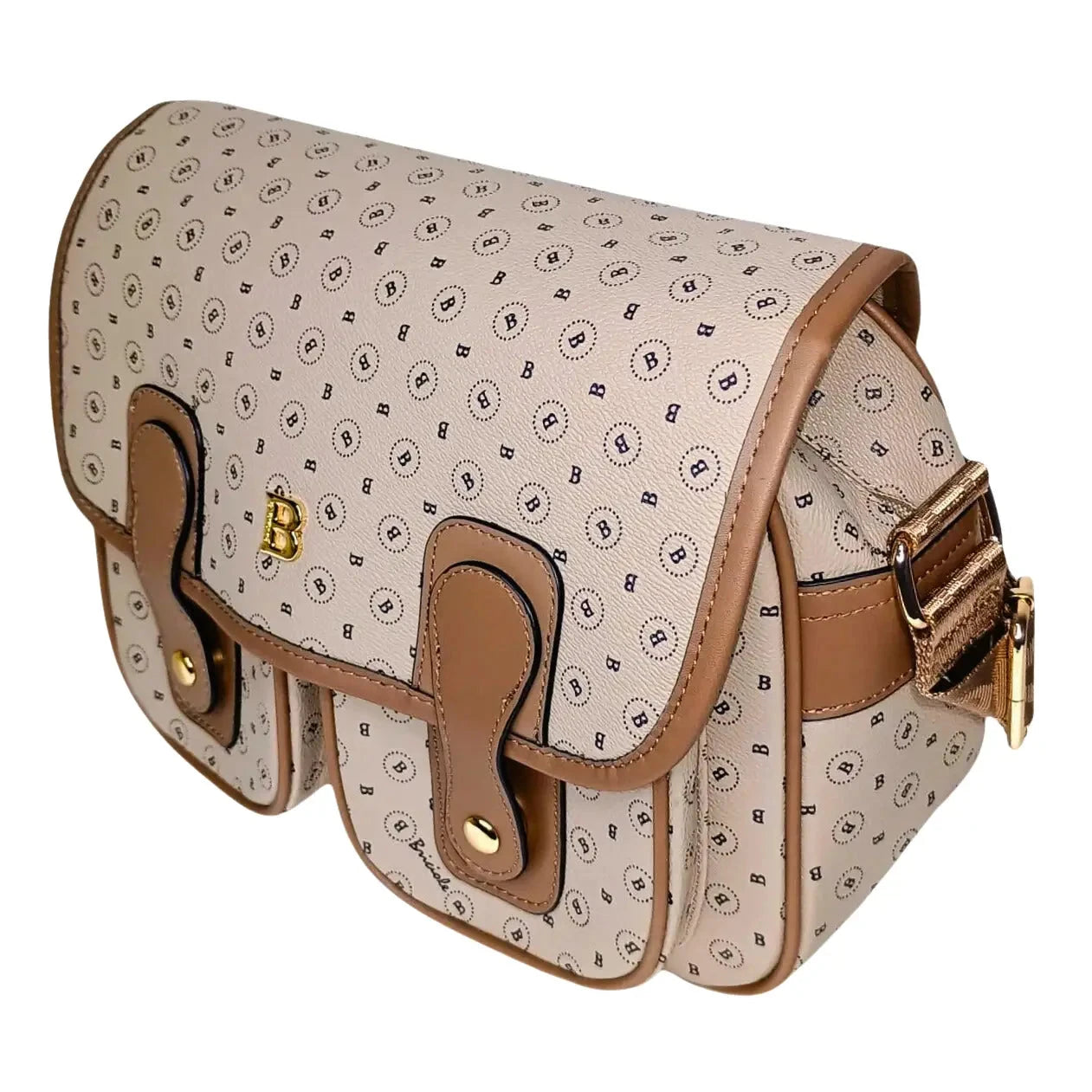 Briciole Beige and Brown Patterned Shoulder Bag