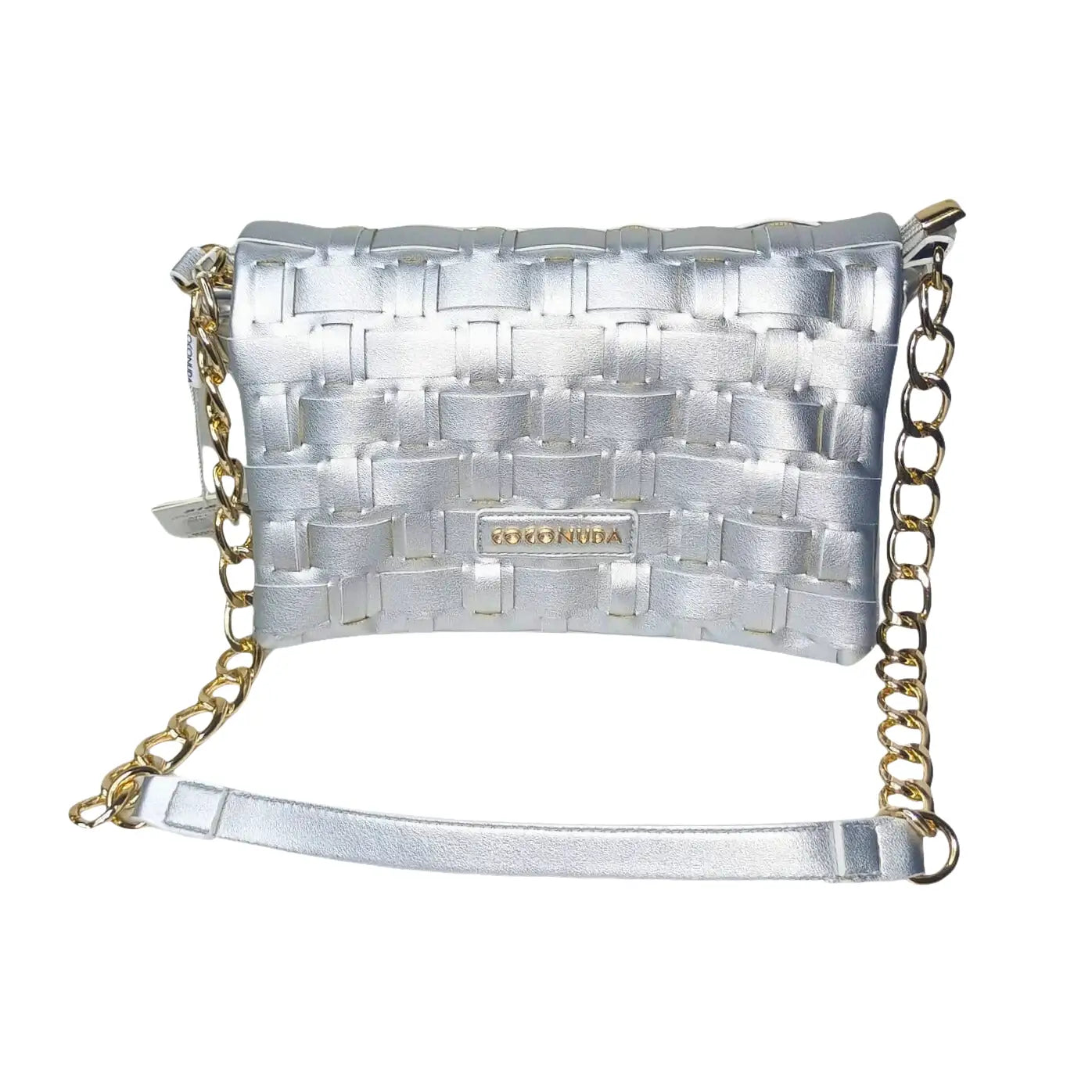 Silver Woven Bag with Chain Strap - MS-2087 - Stile Donna Bags