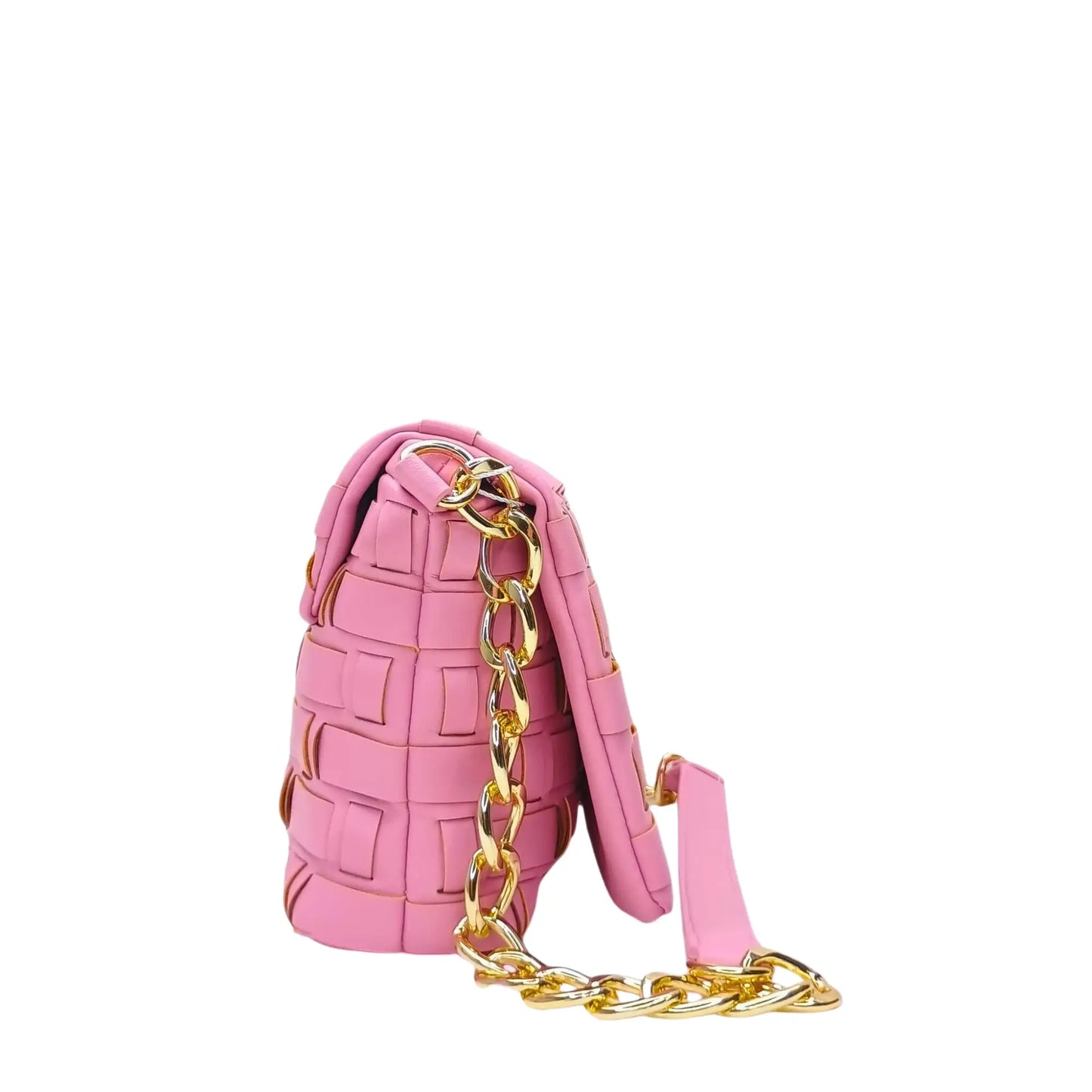 Silver Woven Bag with Chain Strap - MS-2087 - Stile Donna Bags