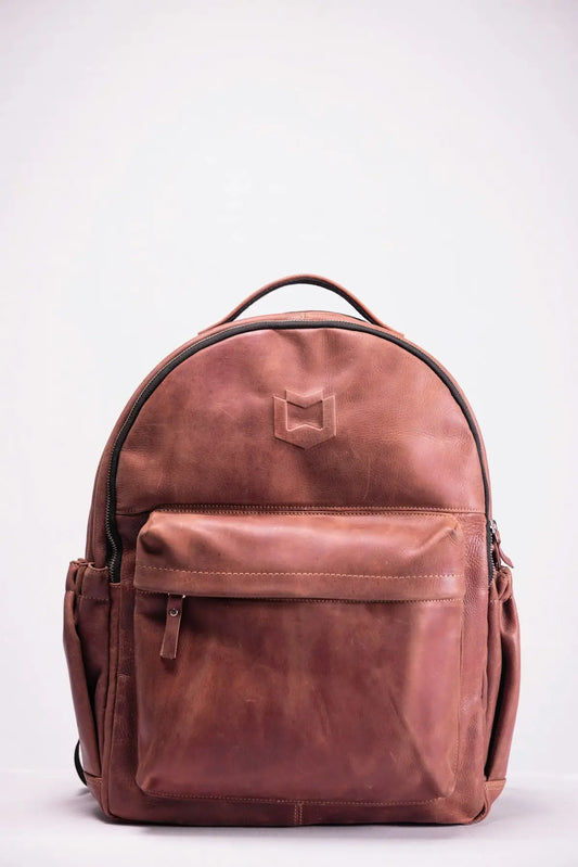 Zaino in pelle marrone con logo per stile donna bags