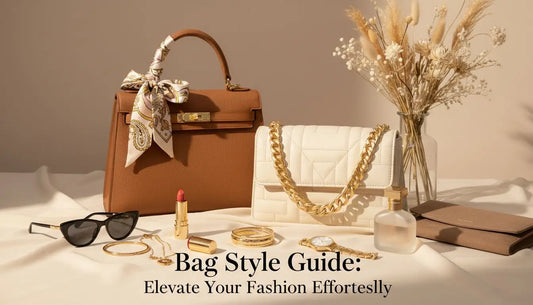 Borsa Kelly in pelle tan con sciarpa pattern, oro e manico elegante