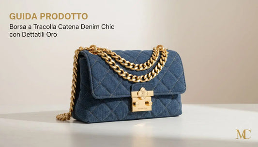 Borsa tracolla catena denim chic con dettagli oro