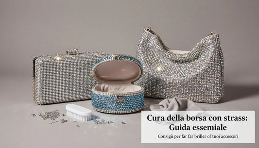 Borsa clutch argento con strass, rettangolare, per mantenere l’aspetto scintillante