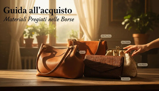 Mano tiene clutch con materiali pregiati in texture coccodrillo embossata