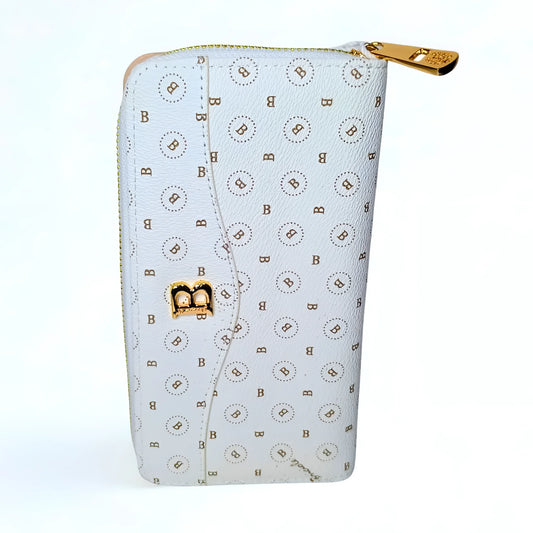 Women’s Purse in leather - color white and black - White - wallet