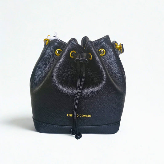 Women’s Bucket Bag in Leather - color black - Handbag