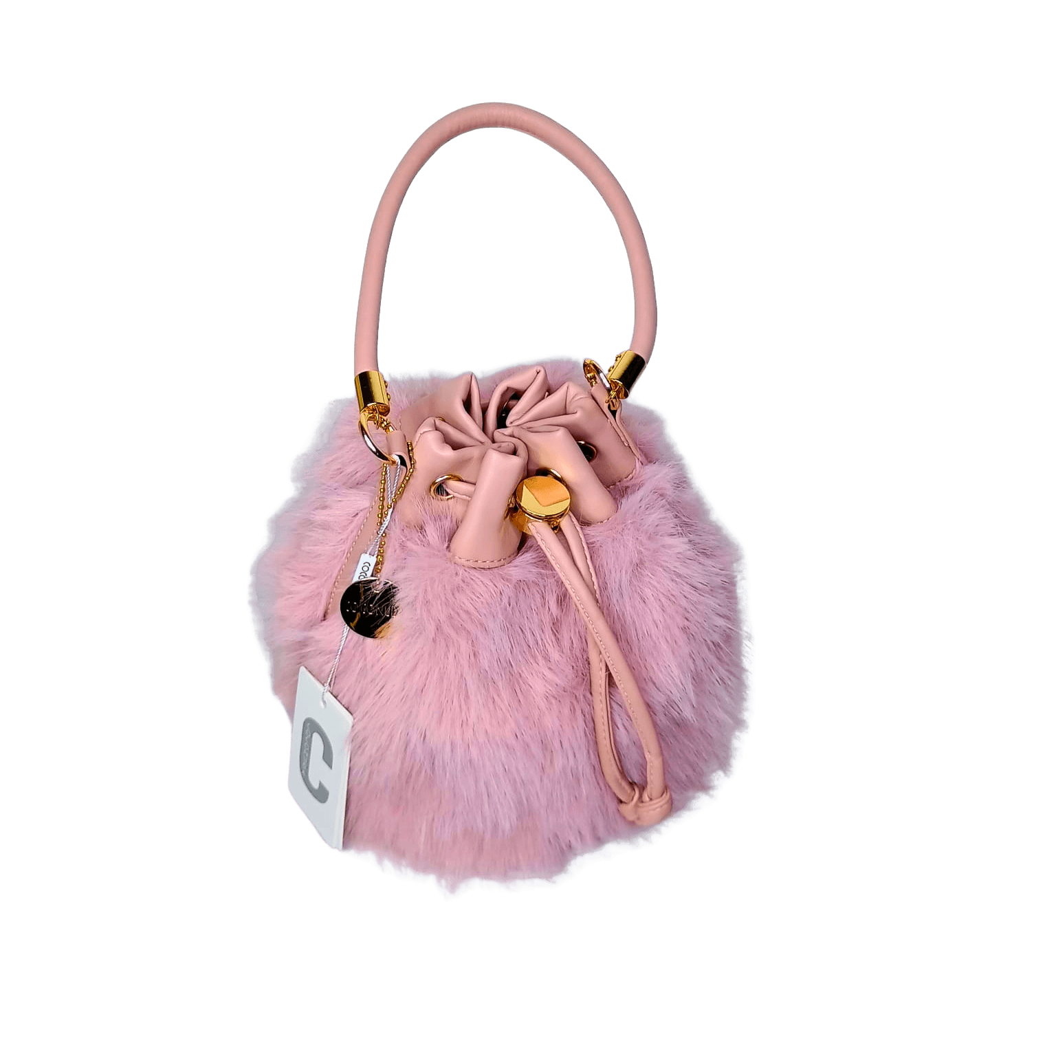 Bucket Bag Faux Fur with Shoulder Strap - MS-8394 - Stile Donna Bags