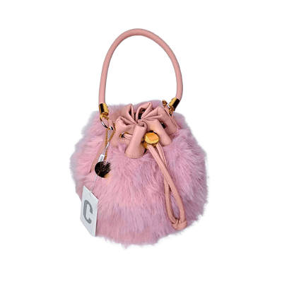 Bucket Bag Faux Fur with Shoulder Strap - MS-8394 - Stile Donna Bags