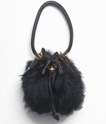 Bucket Bag Faux Fur with Shoulder Strap - MS-8394 - Stile Donna Bags