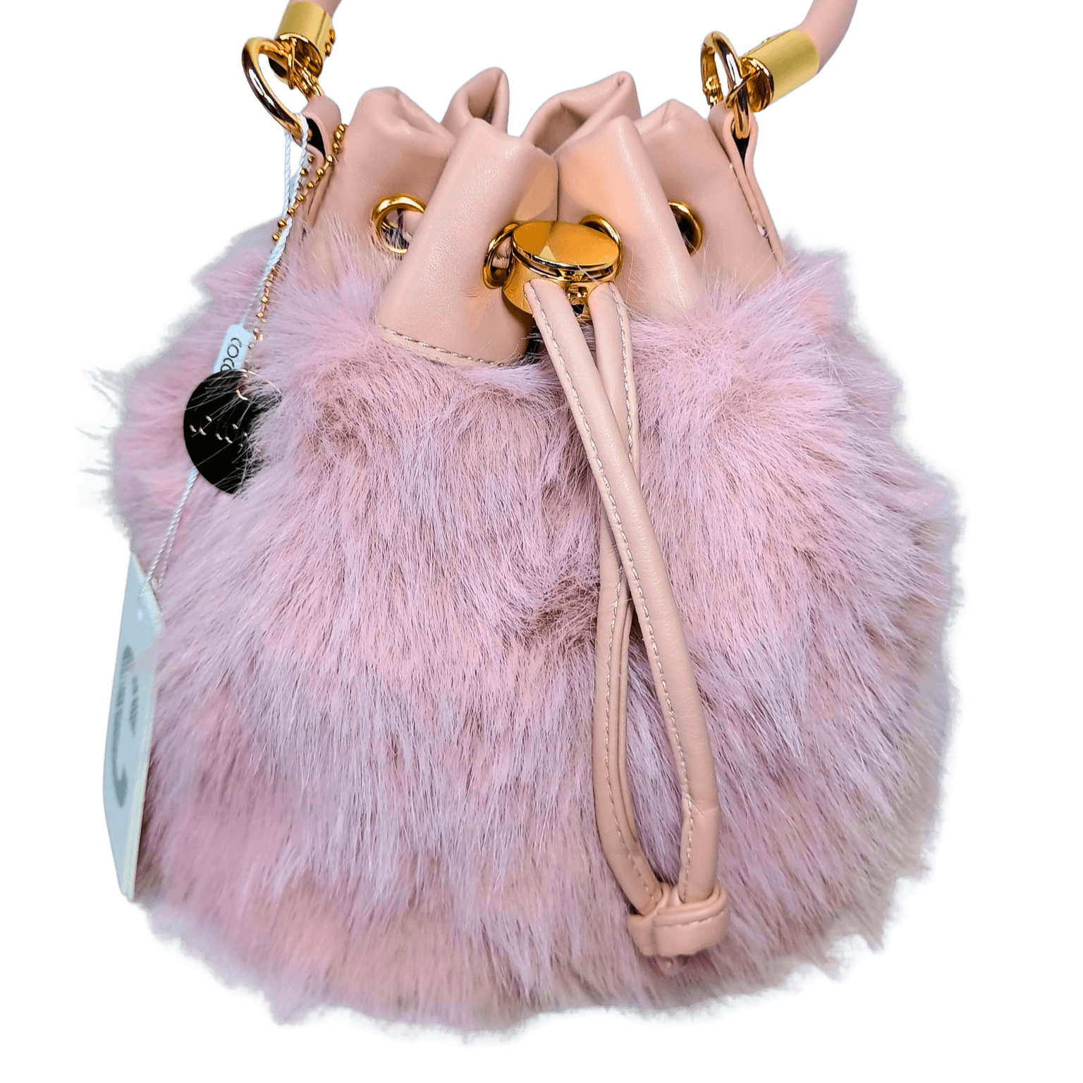 Bucket Bag Faux Fur with Shoulder Strap - MS-8394 - Stile Donna Bags
