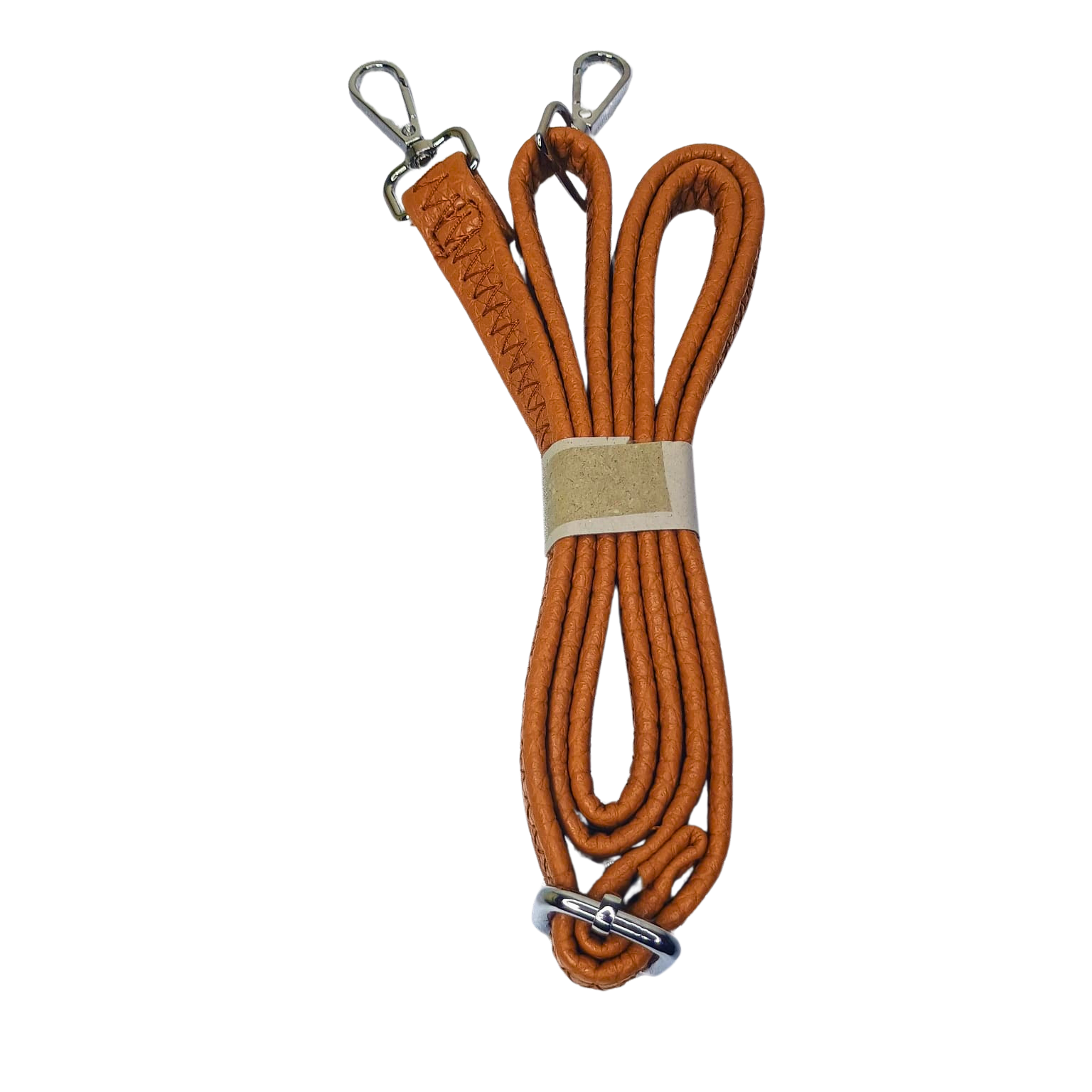 Orange leather bag strap with metal clasps for Brown Leather Hobo Bag, combining timeless style
