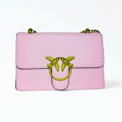 women’s Flap Bag in Leather color Pink - Crossbody bag