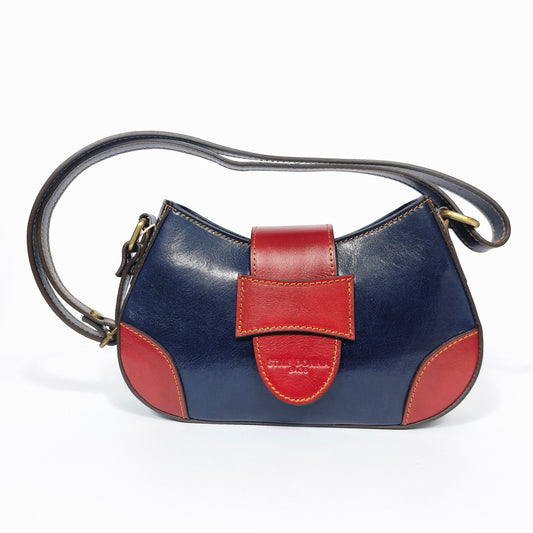 Borsa A Tracolla Aurora In Vera Pelle Protezione Da Graffi | Vista frontale | vera pelle | Blu