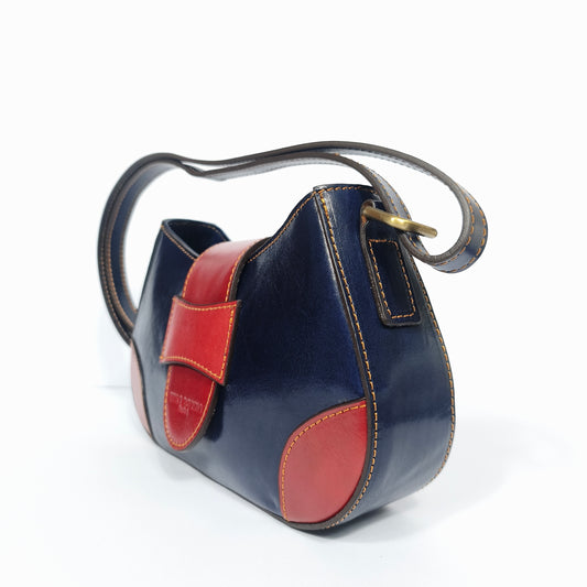 Borsa A Tracolla Aurora In Vera Pelle Protezione Da Graffi | Dettaglio esterno | vera pelle | Blu