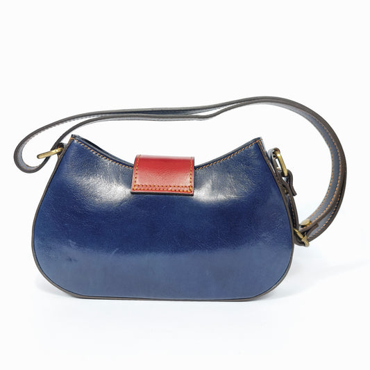 Borsa A Tracolla Aurora In Vera Pelle Protezione Da Graffi | Vista laterale | vera pelle | Blu