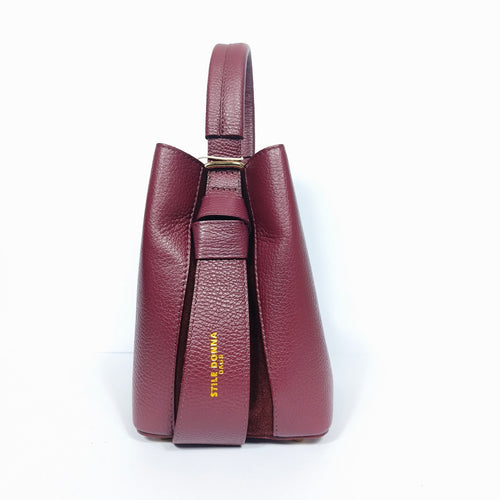 Borsa Secchiello Vera Pelle Quotidiana | Vista laterale | vera pelle | Nero