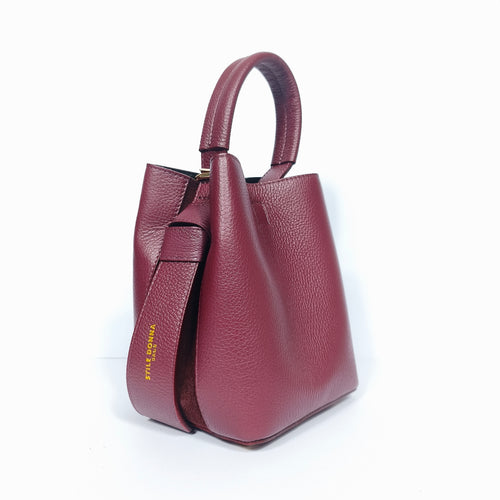 Borsa Secchiello Vera Pelle Quotidiana | Dettaglio manico | vera pelle | Rosa
