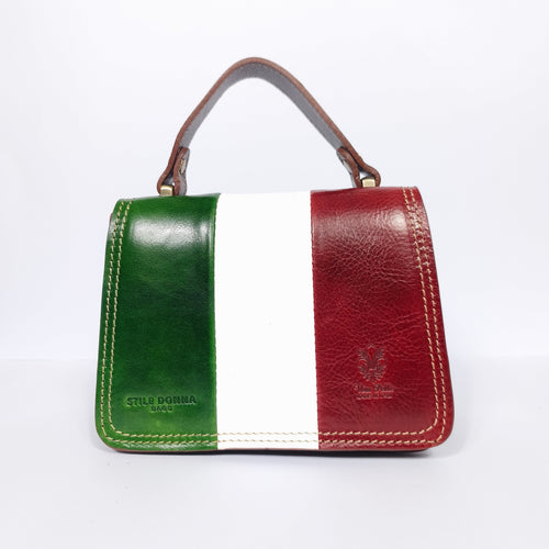 Borsa mini torre premium in vera pelle con chiusura magne… | Vista frontale | vera pelle | Rosso