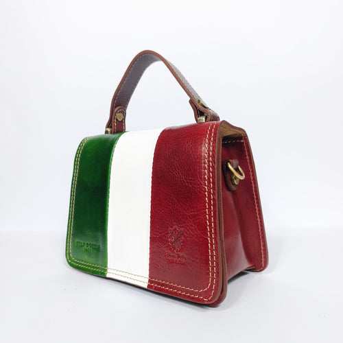 Borsa mini torre premium in vera pelle con chiusura magne… | Dettaglio esterno | vera pelle | Rosso