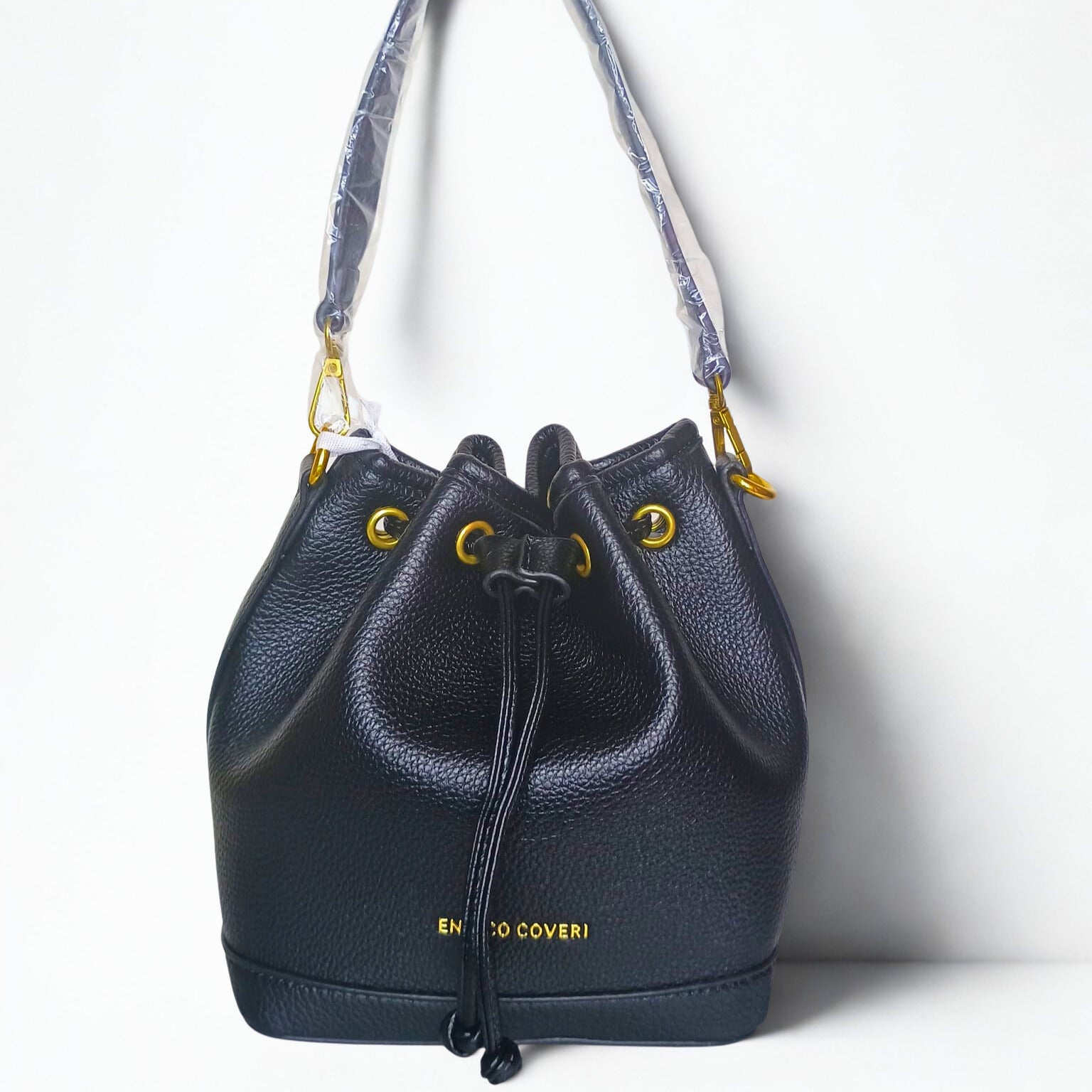 Women’s Bucket Bag in Leather - color black - Handbag