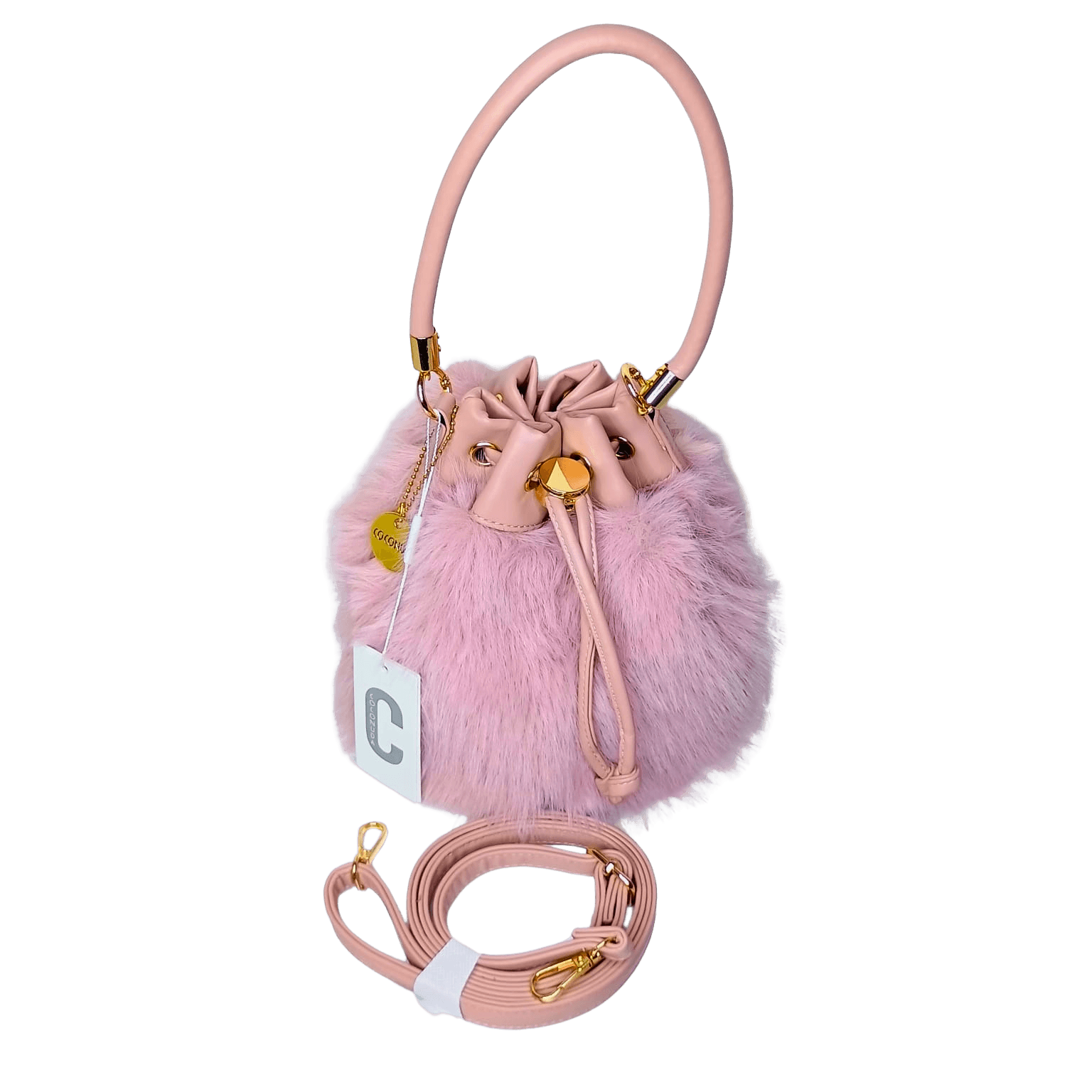 Bucket Bag Faux Fur with Shoulder Strap - MS-8394 - Stile Donna Bags