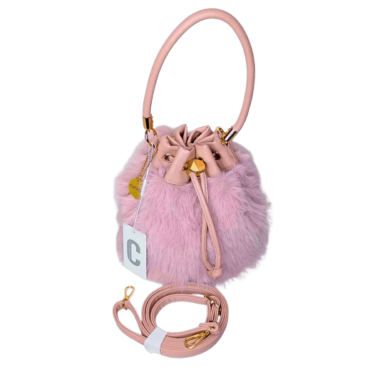Bucket Bag Faux Fur with Shoulder Strap - MS-8394 - Stile Donna Bags