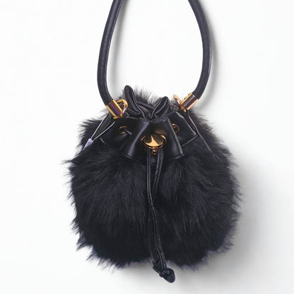 Bucket Bag Faux Fur with Shoulder Strap - MS-8394 - Stile Donna Bags