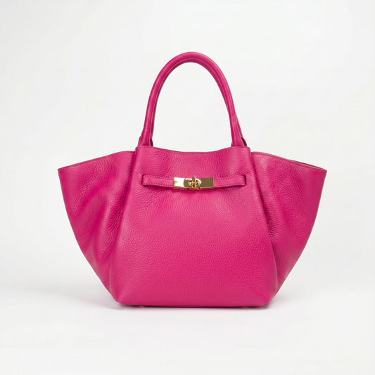 Azura Borsa Tote con Manico Superiore in Vera Pelle Made in Italy blu da Donna | Stile Donna Bags