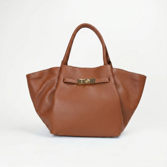 Azura Borsa Tote con Manico Superiore in Vera Pelle Made in Italy blu da Donna | Stile Donna Bags