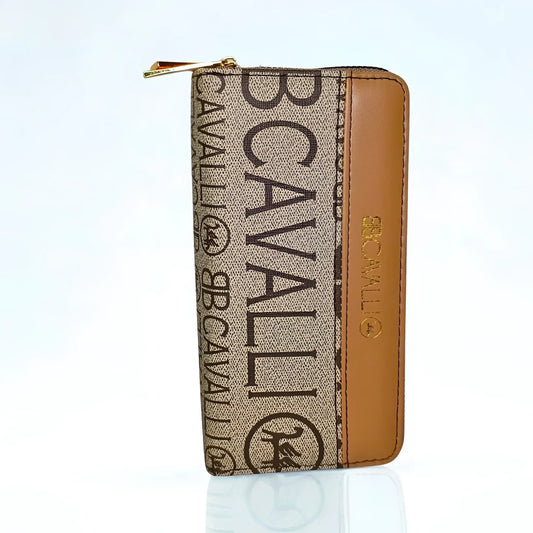 B.Cavalli portafoglio donna ecopelle beige motivo fantasia – dettaglio esterno