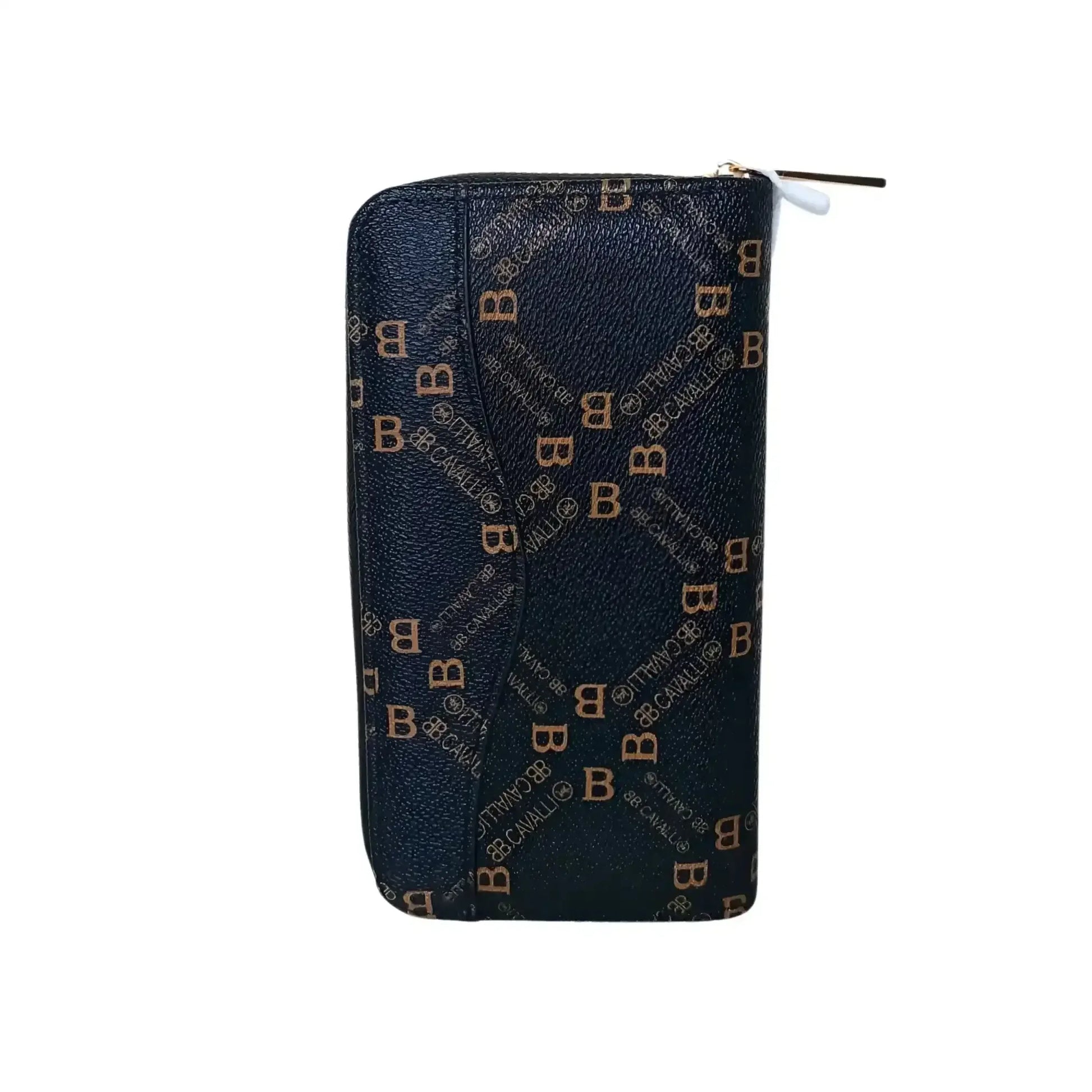 B.Cavalli portafoglio donna ecopelle blu con sezioni carte contanti donna – vista frontale