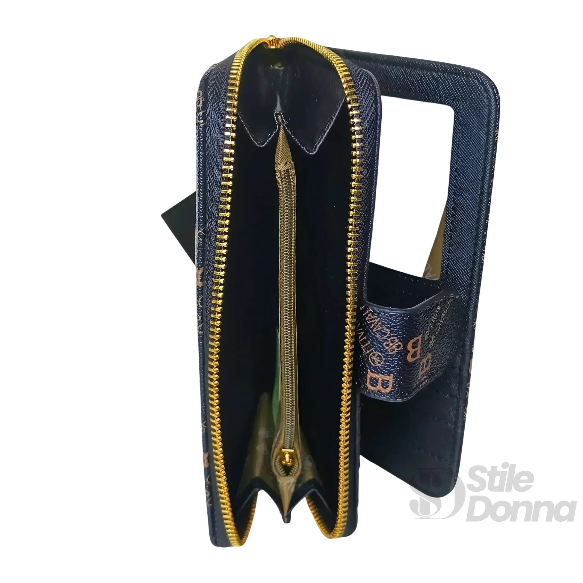 B.Cavalli portafoglio donna ecopelle nero con cerniera – interno e tasche