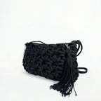 Baci & Abbracci Borsa a Tracolla Intrecciata in Corda di Cotone con Nappina - Stile Donna Bags