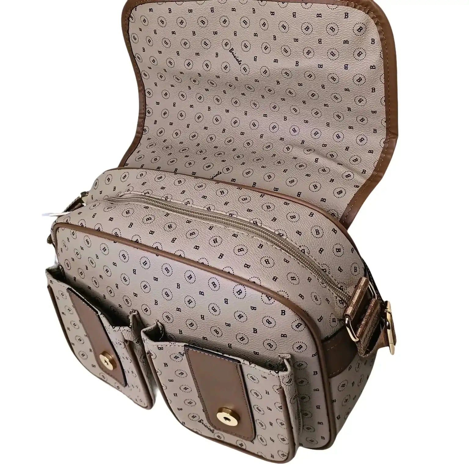 Beige leather Shoulder Bag MS-9056 - Stile Donna Bags