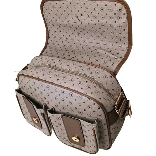 Beige leather Shoulder Bag MS-9056 - Stile Donna Bags